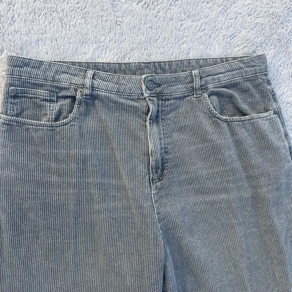ZARA Men’s Relaxed Baggy Straight Fit Corduroy Pants Gray 36X30 100% Cotton